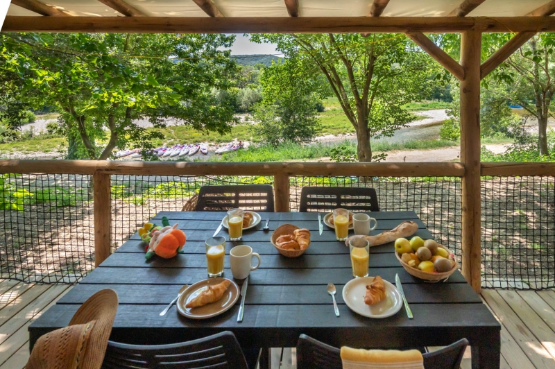 Mobil-home Rose Top Presta Vue Rivière — Camping Gorges du Gardon