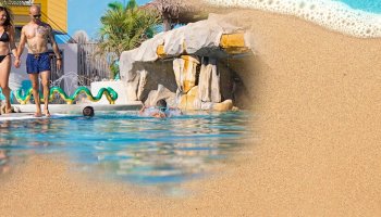 Camping Robinson 4 étoiles Marseillan Plage — espace aquatique lagon piscine chauffée