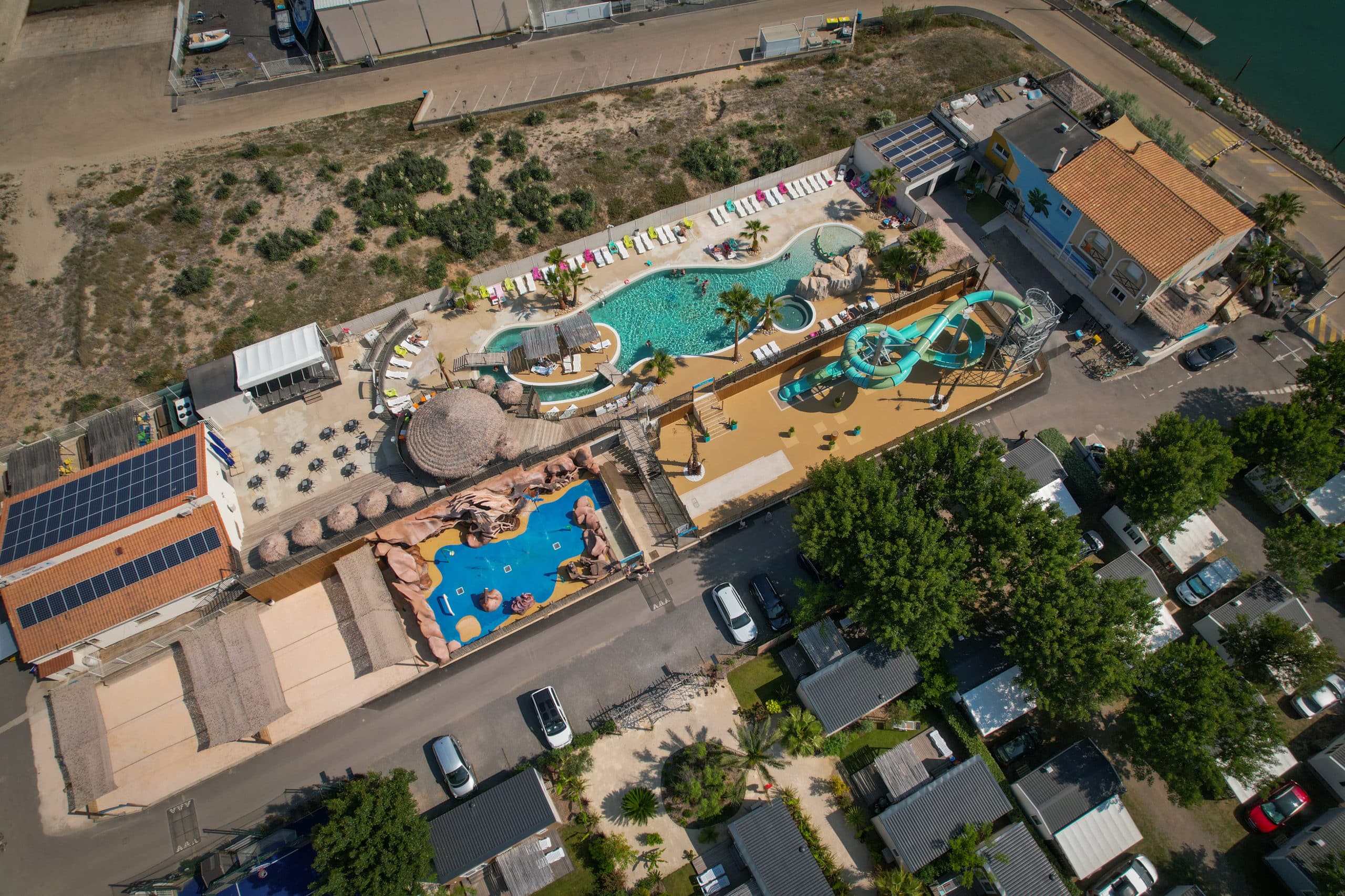 Vue aérienne du Camping Robinson Marseillan Plage